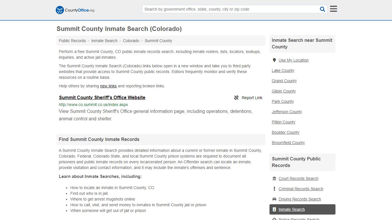 Inmate Search - Summit County, CO (Inmate Rosters & Locators)
